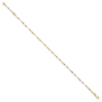 10k Two-Tone Gold 2.5mm Polished Fancy Link 1in Extension Chain Ankle Bracelet - Image 1 of 4