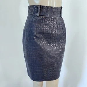 Neu mit Etikett Bottega Veneta S IT 38 US 2 schwarz Btonze Metallic Leder Bleistiftrock hoch - Bild 1 von 13