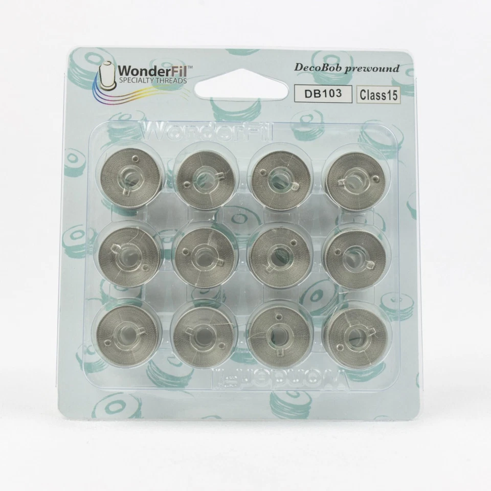 DecoBob Prewound Bobbins Class 15 12 Count Med Grey - Image 1 of 1
