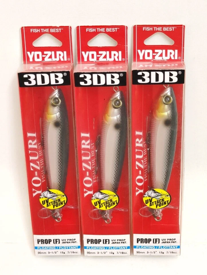 (3) Lote de 3 señuelos de pesca de agua Yo-Zuri 3DB Prop Top Foto 1 de 1
