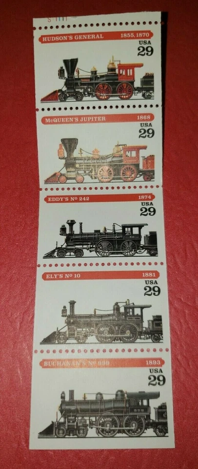 US MNH Postage Stamps Scott #2843 - #2847 Locomotives 29c   (1994) - Image 1 of 1