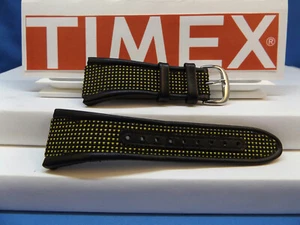 Timex Uhrenband iControl Expedition T47161 schwarz gelb Leder Nylonarmband - Bild 1 von 6