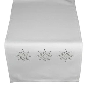 Christmas White Table Runner Festive Tableware Stars Xmas Dining Linen 13" x 71" - Picture 1 of 2