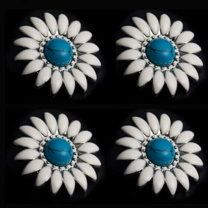 4pcs 31mm Flower Concho Synthetic Stone Screw Back - Picture 1 of 4