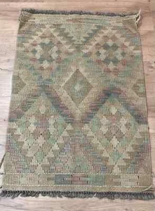 Alfombra Kilim Afghana Vintage Multicolor Lana Salón Azteca Kilim 65x91cm - Imagen 1 de 3