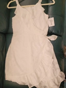 Speechless Wrap Dress Kids Size 16 White Sleeveless Chiffon Lined Ruffle NWT - Picture 1 of 8