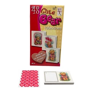 Valentine's Day Cards Box of 48 Vtg Paper Magic Cute Bears & Seals All Same Card - Picture 1 of 5