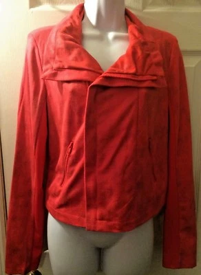 ROCK & REPUBLIC Chaqueta Moto Rosa Naranja Cremallera Abrigo Militar Recortado Tejido Talla 12 Foto 1 de 4