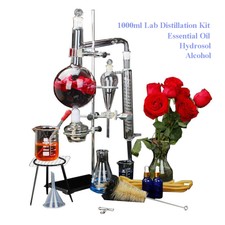 1000ml Lab Distillation Apparatus Water Distiller Essential Oil Glassware Kit