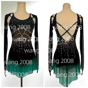 Vestido de Patinaje Artístico Vestido de Patinaje sobre Hielo Competición Moda Negro Teñido Hecho a Mano - Imagen 1 de 6