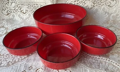 Plastic Bowls 2012 Set of 4 Red w/Black Trim From Argentina - Image 1 of 4