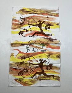 Vtg Tribal Hand Tea Towel Hand Printed by Vicky Aboriginal Art 26.5" X 16" NWOT - Picture 1 of 4
