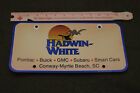 Hadwin White Pontiac GMC SC License Plate Dealership Plastic Booster Vintage Tag