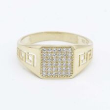 Greek Design CZ Ring Real 10K Yellow Gold All Sizes