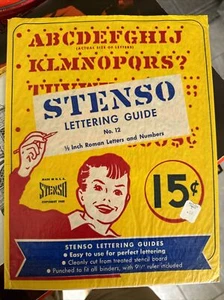 Vintage 1956 Stenso Lettering Guide #12 1/2 Roman Letters and numbers stencil - Picture 1 of 4