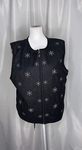 Talbots Vintage Snowflake Silk Wool Black Vest Size M (P) - Picture 1 of 9