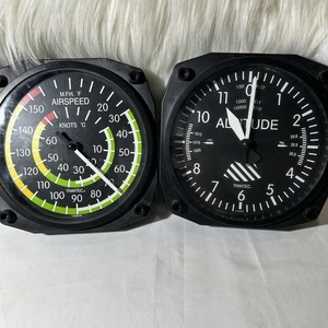 Vintage Trintec Altimeter Aviation Wall Clock And Airspeed Thermometer - Picture 1 of 8