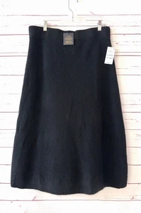 CHARTER CLUB NWT $199 Size XL 100% Cashmere Ribbed Midi Sweater Skirt Black H83 - Picture 1 of 7