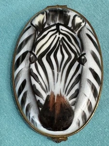 Limoges Charmart Dekor Main France Schmuckschatulle handbemalt Zebra Schmuckschatulle - Bild 1 von 12