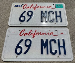 California Nummernschilder 2 Oldtimer personalisiert "69 MCH" Mustang Mach 1 - Bild 1 von 8