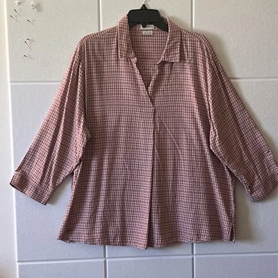 Blusa de mujer Van Heusen manga larga talla 2X XXL rosa a cuadros pulóver Foto 1 de 4