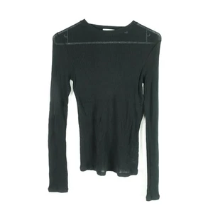 Vince Top Damen Gr. M Wollmischung transparent gerippt dunkel Academia adrett ruhig luxuriös - Bild 1 von 13