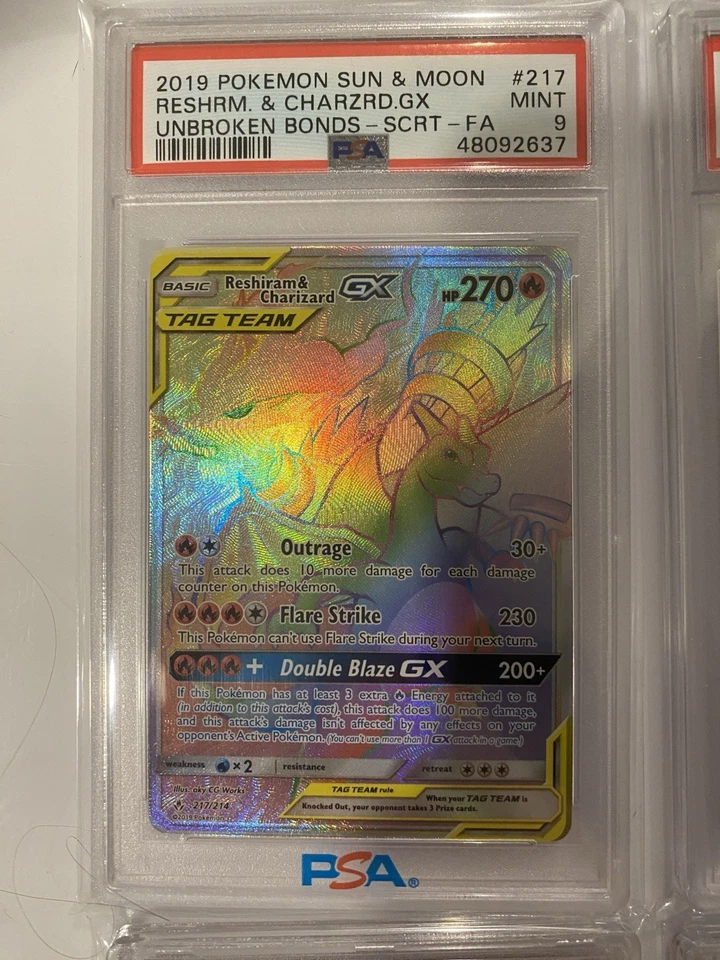 Pokemon Reshiram & Charizard GX Unbroken Bonds Full Art #217 PSA 9 - Image 1 of 1