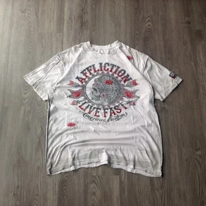 Camiseta de manga corta Affliction para hombre roja con gráfico de calavera india Y2k talla 2XL - Imagen 1 de 6