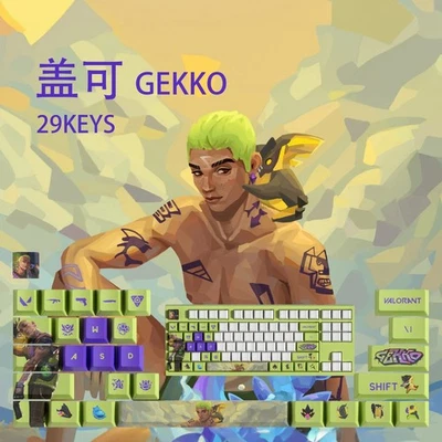valorant gekko keycap set - 29 oem profile resin gaming caps for mechanical keyb - Image 1 of 4