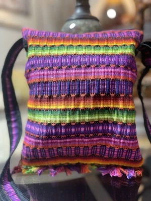 Guatemalan ethic Boho hippie embroidery Crossbody purse with fringe 5 x 6 NWT - Image 1 of 4