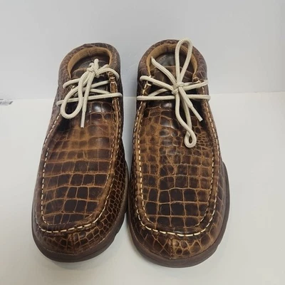 Ferrini Rogue Para Hombres 91/2 Cuero Marrón Estampado de Cocodrilo Informal Sin usar, en caja Zapatos Puntera Cómodos Foto 1 de 4