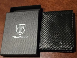 Schmale Travando Herren-Geldbörse 9 Zoll offen mit Geldscheinklammer Doppelfaltung RFID schmal minimalistisch - Bild 1 von 12