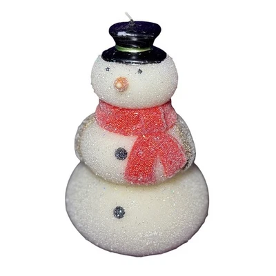 Vela muñeco de nieve mediana Pottery Barn 80 horas tiempo de combustión decoración navideña Foto 1 de 4