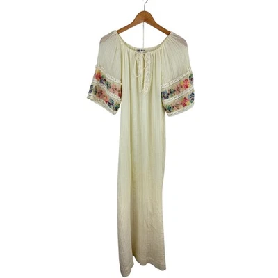VTG Christian Dior Jr. 1970's Gauzy Embroidered Maxi Dress Peasant Prairie - Image 1 of 4