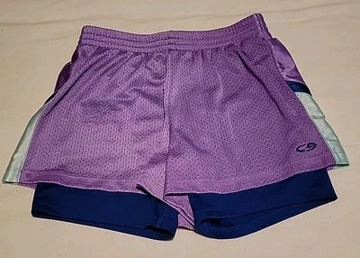 Girls 14/16 Purple/blue CHAMPION C9 Double Athletic RUNNING/bike SHORTS - Image 1 of 4