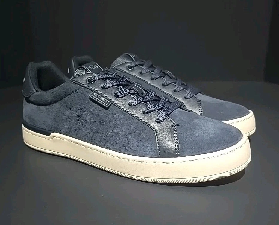 Coach Lowline Low Top Suede Sneaker Navy White Men's Size 11.5