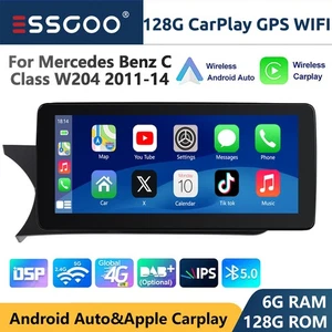 For Mercedes Benz C W204 11-14 128G Android13 Apple Carplay GPS Car Stereo Radio - Foto 1 di 18