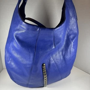 Kelsi Dolch kobaltblau Leder Boho extra groß Schulter/Handtasche Metall 17x15" - Bild 1 von 15
