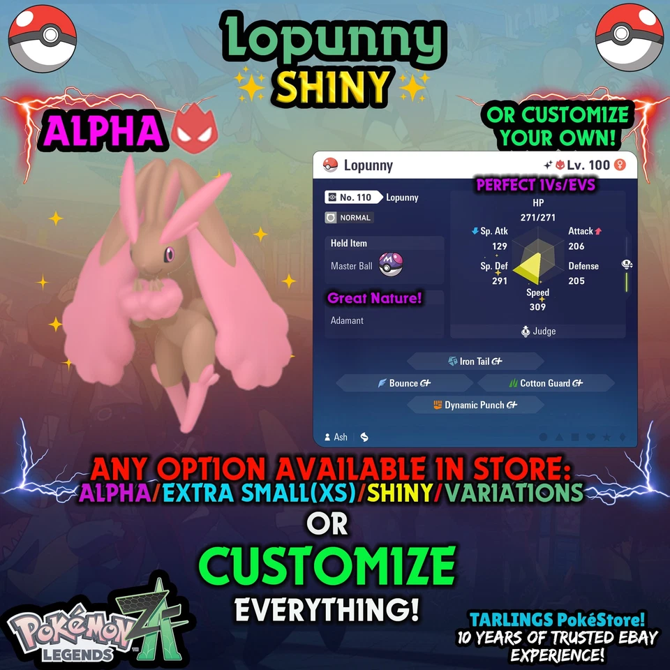 Pokemon Legends ZA 🐉 Lopunny - SHINY/NON-SHINY/ALPHAS/X-SMALL ✨ OR CUSTOM ✨ - Image 1 of 1
