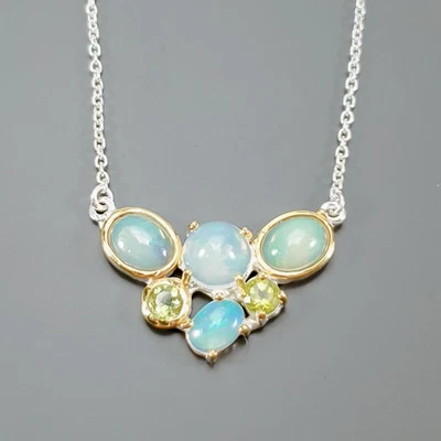 Jewelry Design stores Natural Opal Necklace 925 Sterling Silver 18"/N26775 - Image 1 of 4