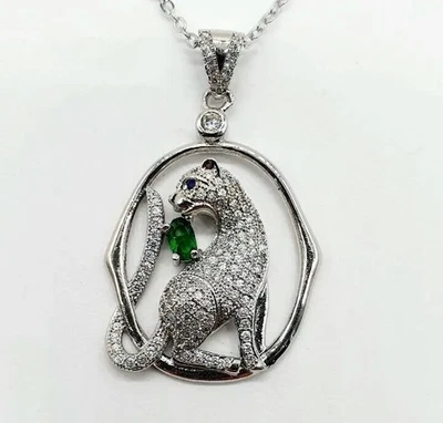 Collar colgante pantera vintage chapado en oro de 18k Foto 1 de 4