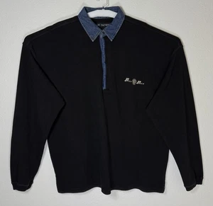 Marc Buchanan Pelle Pelle XXL Black Pullover Button Denim Collar - Picture 1 of 15