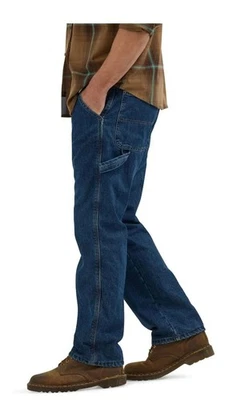 Pantalones de mezclilla de carpintero forrados de lana Wrangler 30X32 para hombre calce relajado lavado a la piedra Dk Foto 1 de 4