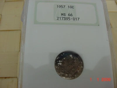 1957 Roosevelt Dime NGC MS66 Toned - Image 1 of 3