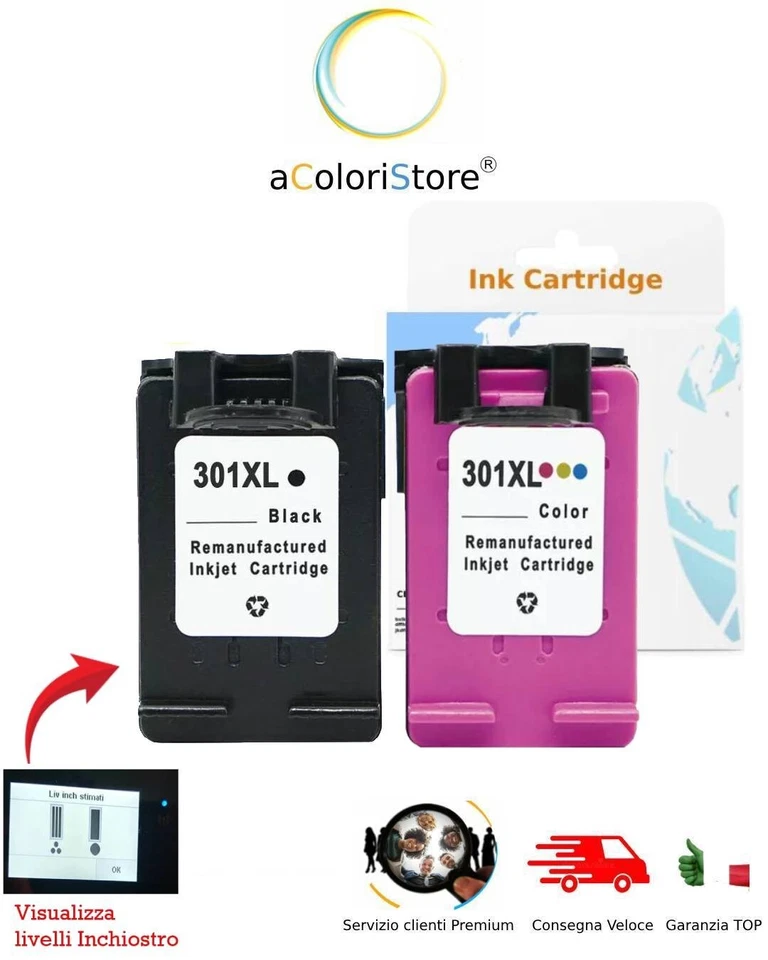 Cartucce HP 301XL per Envy 4500 5530 4502 4504 5532 5534 4508 All-in-One - Immagine 1 di 4