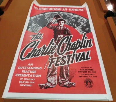 CHARLIE CHAPLIN FESTIVAL - Stummfilm 1941 ROLLIERT 27x41 EINBLATT FILMPLAKAT - Bild 1 von 4
