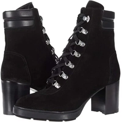 Aquatalia Iriana Ankle Boots Zip Lug Heels Black 7;NIB - Image 1 of 4