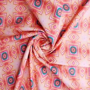 100% Cotton Digital Fabric Aztec Diamonds Squares Batik Abstract Shapes - Picture 1 of 1