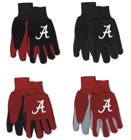 NWT NCAA Alabama Crimson Tide No Slip Gripper Palm Utility Work Gardening Gloves Cover