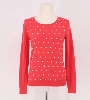 BODEN Wool Blend French Knot Sweater in Coral Red Size 4 - Image 1 of 4